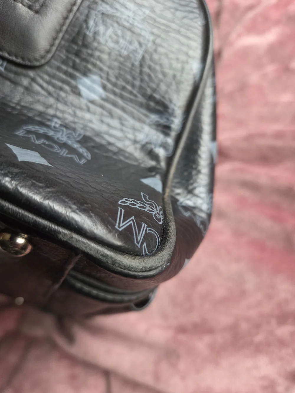 Authentic MCM Visetos Black Boston Bag